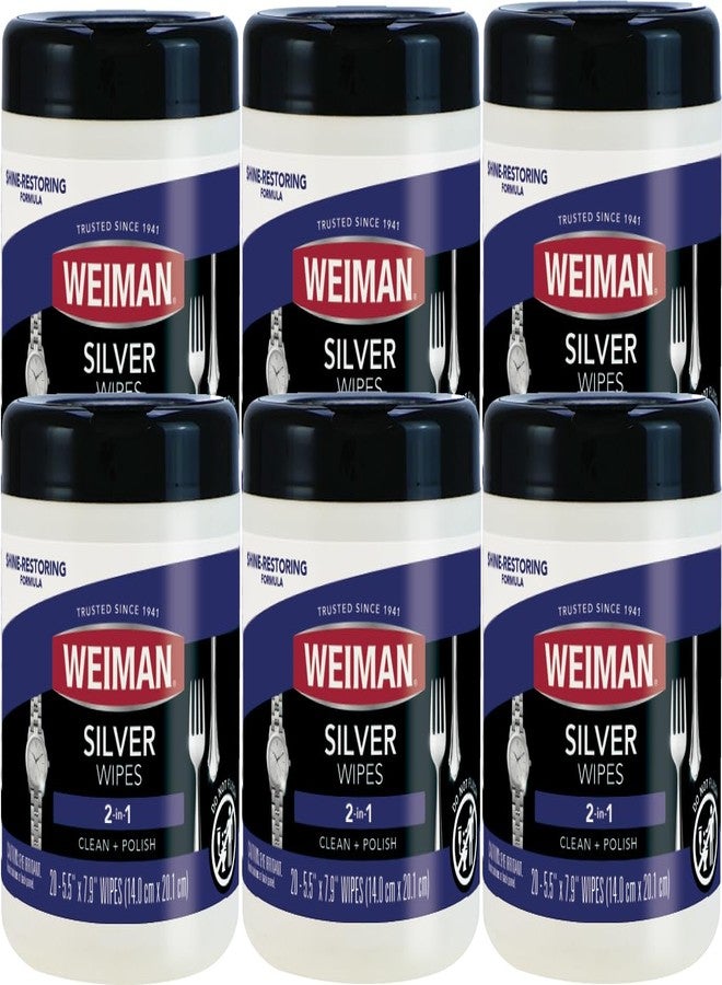 Weiman Silver Wipes - Jewelry Wipes 6 Pack - Cleaner and Polisher for Silver Jewelry Sterling Silver - Image 1