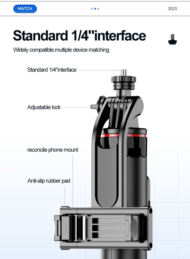 53‘’Selfie Stick Tripod with fill light, Extendable Aluminum Tripod with Rechargeable Bluetooth Remote, Compatible with iPhone and Android Smartphones, Perfect for Travel, Vlog, Video and Photo - Image 2