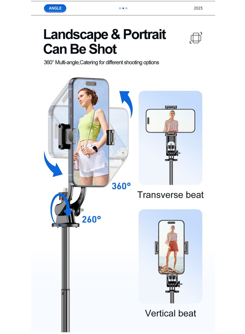 53‘’Selfie Stick Tripod with fill light, Extendable Aluminum Tripod with Rechargeable Bluetooth Remote, Compatible with iPhone and Android Smartphones, Perfect for Travel, Vlog, Video and Photo - Image 3
