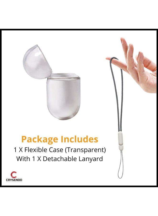 Cover with Cable for AirPods Pro 2 | Durable Case with Detachable Lanyard | Suitable for Wireless & Wired Charging | Polyester Strap + Clear TPU Case Cover (Transparent) - Image 2