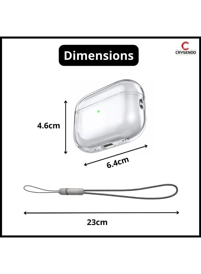 Cover with Cable for AirPods Pro 2 | Durable Case with Detachable Lanyard | Suitable for Wireless & Wired Charging | Polyester Strap + Clear TPU Case Cover (Transparent) - Image 5