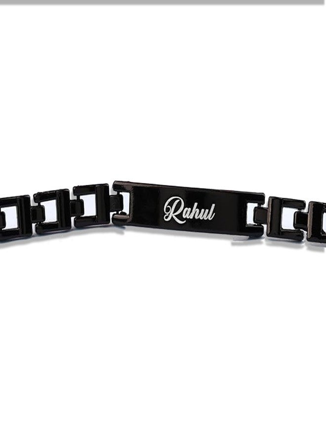 DEEP PRINT MART Rakhi Bracelet for Brother | Trendy Metal-Rakhi with Custom Name Engraving | Unique Bracelet Style for Bhaiya | Rakshabandhan Gift (Set of 1 Rakhi)
