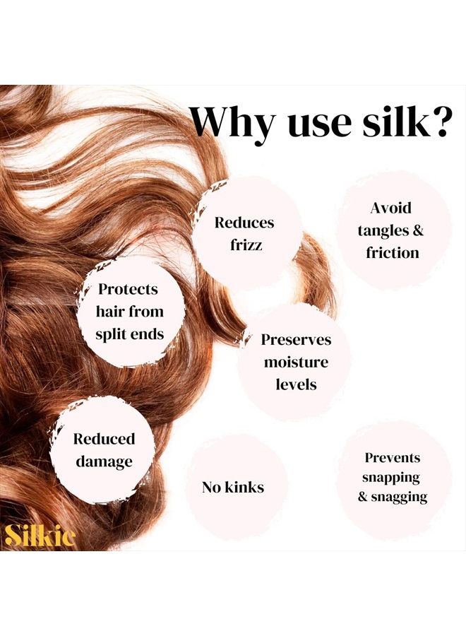 Silkie مجموعة SILKIE x4 من 100% حرير التوت الأسود والبني، رباط شعر رفيع، حقيبة سفر، رباطات شعر يومية، مرونة، للعناية بالشعر، حامل ذيل الحصان بدون ضرر (شوكولاتة) - Image 4