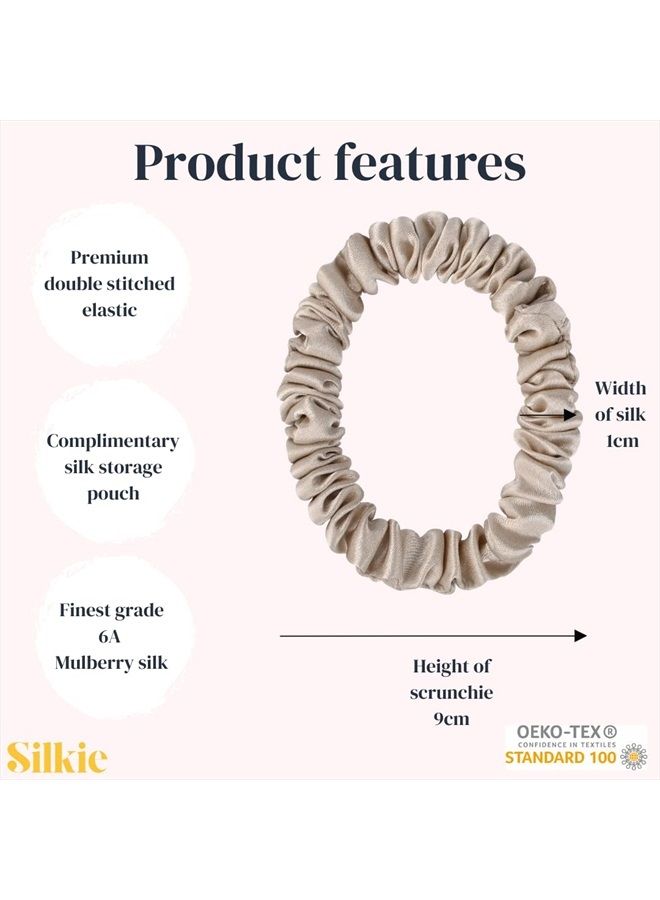 Silkie مجموعة SILKIE x4 من 100% حرير التوت الأسود والبني، رباط شعر رفيع، حقيبة سفر، رباطات شعر يومية، مرونة، للعناية بالشعر، حامل ذيل الحصان بدون ضرر (شوكولاتة) - Image 3