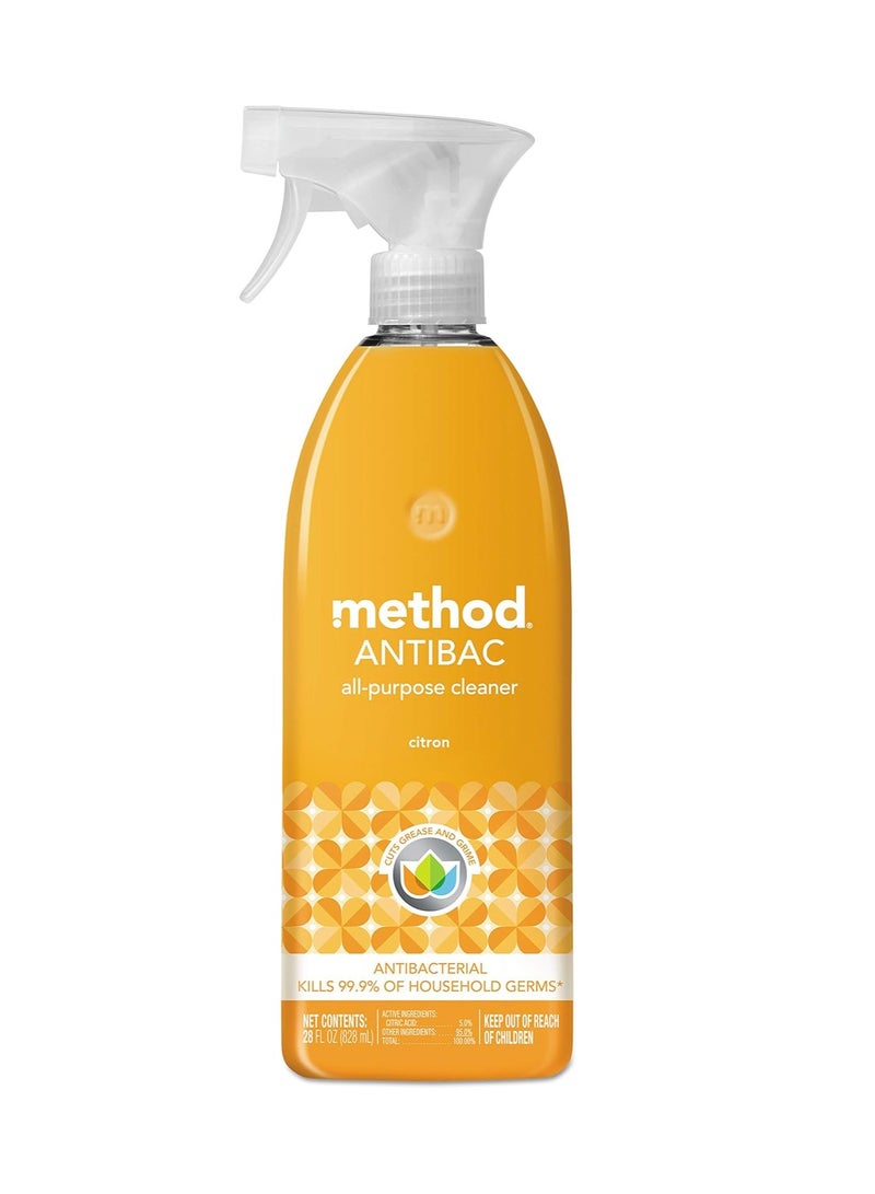 Method سبراي منظف متعدد الاستخدامات مضاد للبكتيريا من ميثود، ليمون، يقضي على 99.9% من الجراثيم المنزلية، 28 أونصة سائلة، رائحة: ليمون