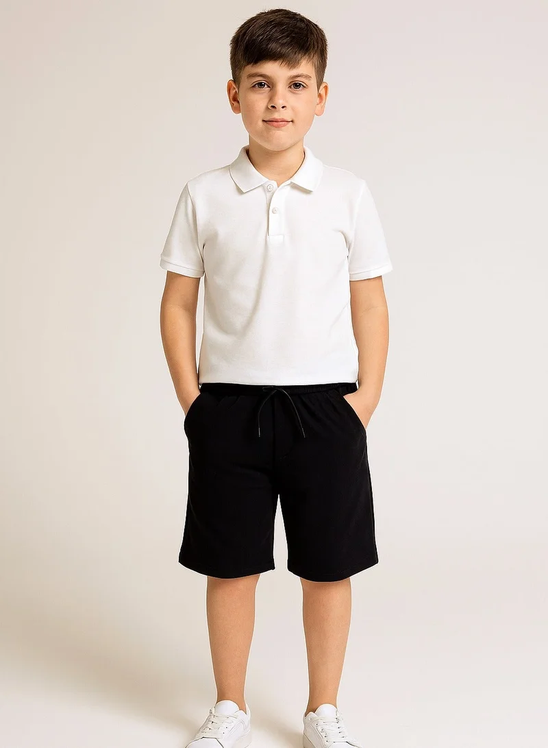 فكتور اند جين Boys French Terry Shorts 100% Cotton– Black