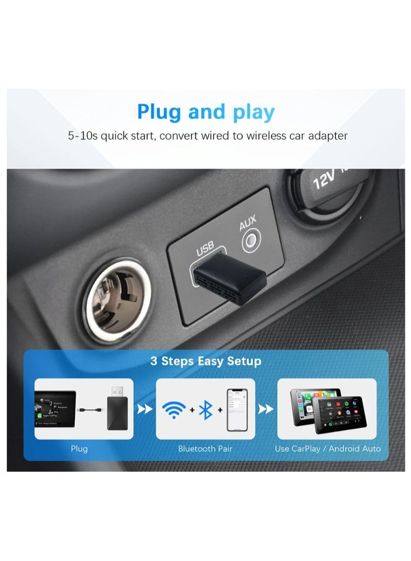Generic Mini Wireless Carplay Adapter Easy to Set Up and Upgrade Wired CarPlay&Android Auto to Wireless, Connects Quickly, Portable Mini Car Play Dongle, Fit for Cars with Built-in CarPlay  - Image 3