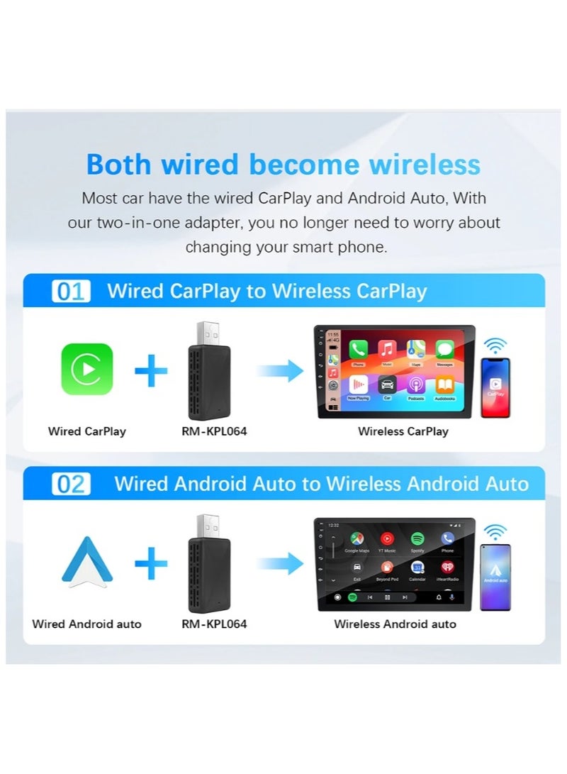 Generic Mini Wireless Carplay Adapter Easy to Set Up and Upgrade Wired CarPlay&Android Auto to Wireless, Connects Quickly, Portable Mini Car Play Dongle, Fit for Cars with Built-in CarPlay  - Image 2
