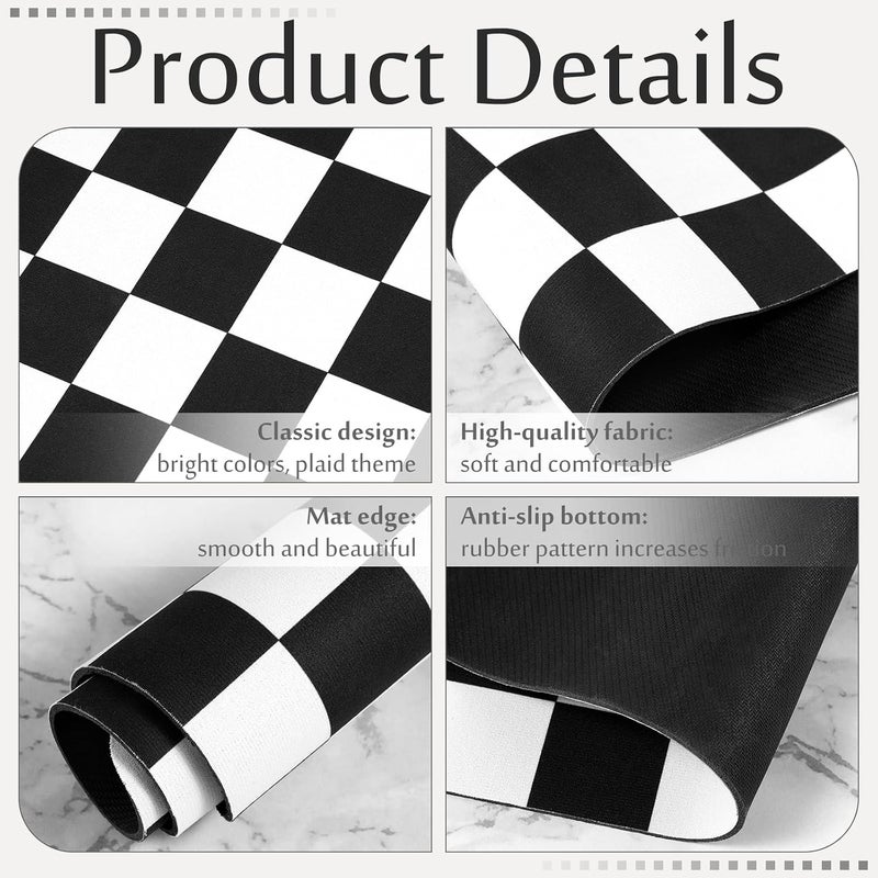 Tinideya Checkered Dish Drying Mat for Kitchen Counter Vintage Buffalo Dish Pad Absorbent Coffee Mat Kitchen Drying Mat for Kitchen Coffee Bar Easy Clean (Black, 12 x 16 Inches) - Image 3