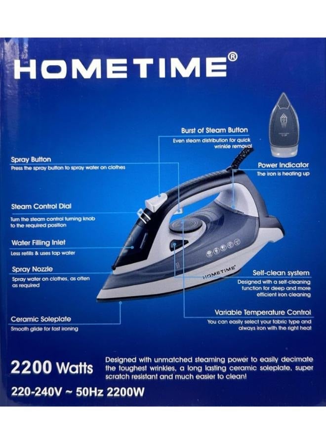 Home Time 2200W 220-240Hz Ceramic Steam Iron for Clothes  Powered Steam Iron for Fast Heat-up - Image 3