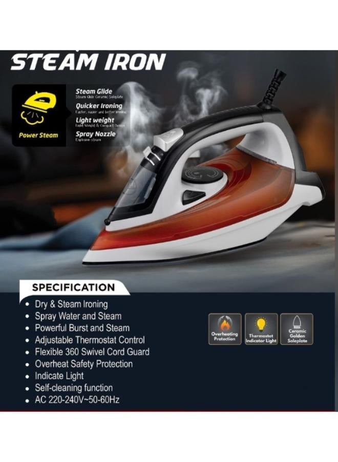Home Time 2200W 220-240Hz Ceramic Steam Iron for Clothes  Powered Steam Iron for Fast Heat-up - Image 4