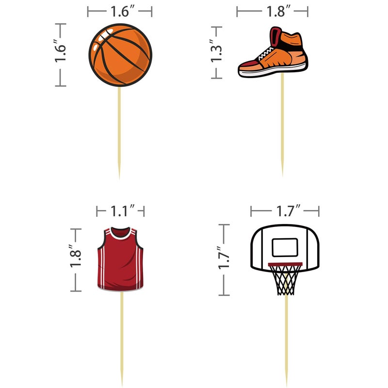 Moitkptt 24Pcs Basketball Cupcake Toppers for Party Decorations  Basketball Player Toppers  Baby Shower Party Decorations (MIX A)  BAK001 - Image 3