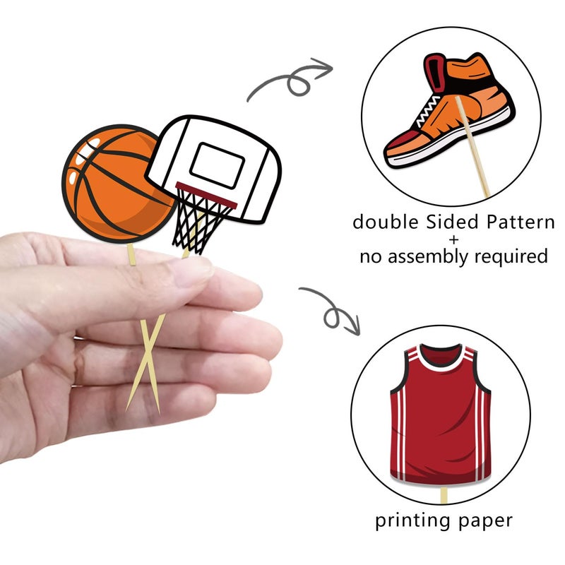Moitkptt 24Pcs Basketball Cupcake Toppers for Party Decorations  Basketball Player Toppers  Baby Shower Party Decorations (MIX A)  BAK001 - Image 2