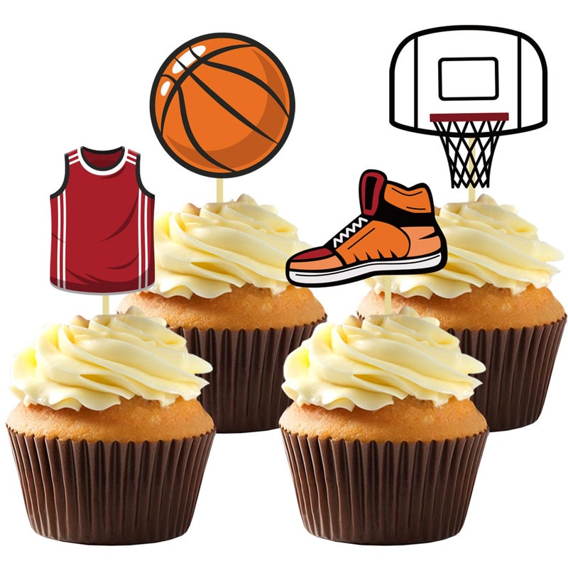 Moitkptt 24Pcs Basketball Cupcake Toppers for Party Decorations  Basketball Player Toppers  Baby Shower Party Decorations (MIX A)  BAK001 - Image 1