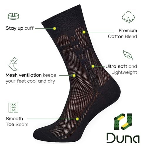 Duna Men's Ultra thin Breathable Cotton Dress Socks, 5-pack,Black,X-Large - Image 2