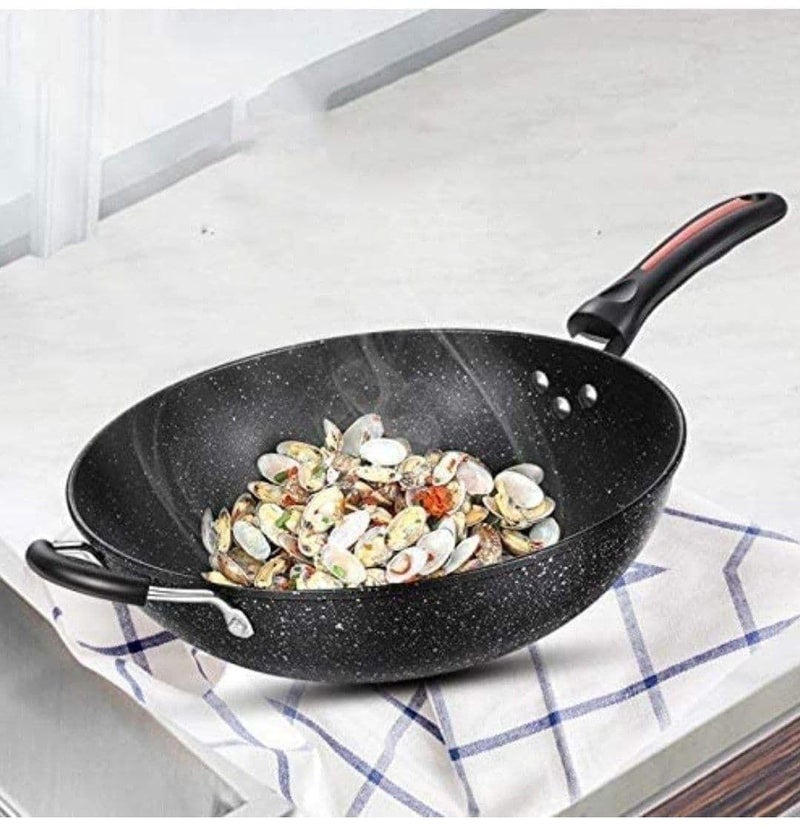Jumbo Non-Stick Wok Pan – 32cm Heavy-Duty Teflon-Coated Frying Pan, Multi-Purpose Deep Skillet for Stir-Fry, Frying, Sautéing, and Family Cooking, Durable & Easy to Clean (Two packages) - Image 4