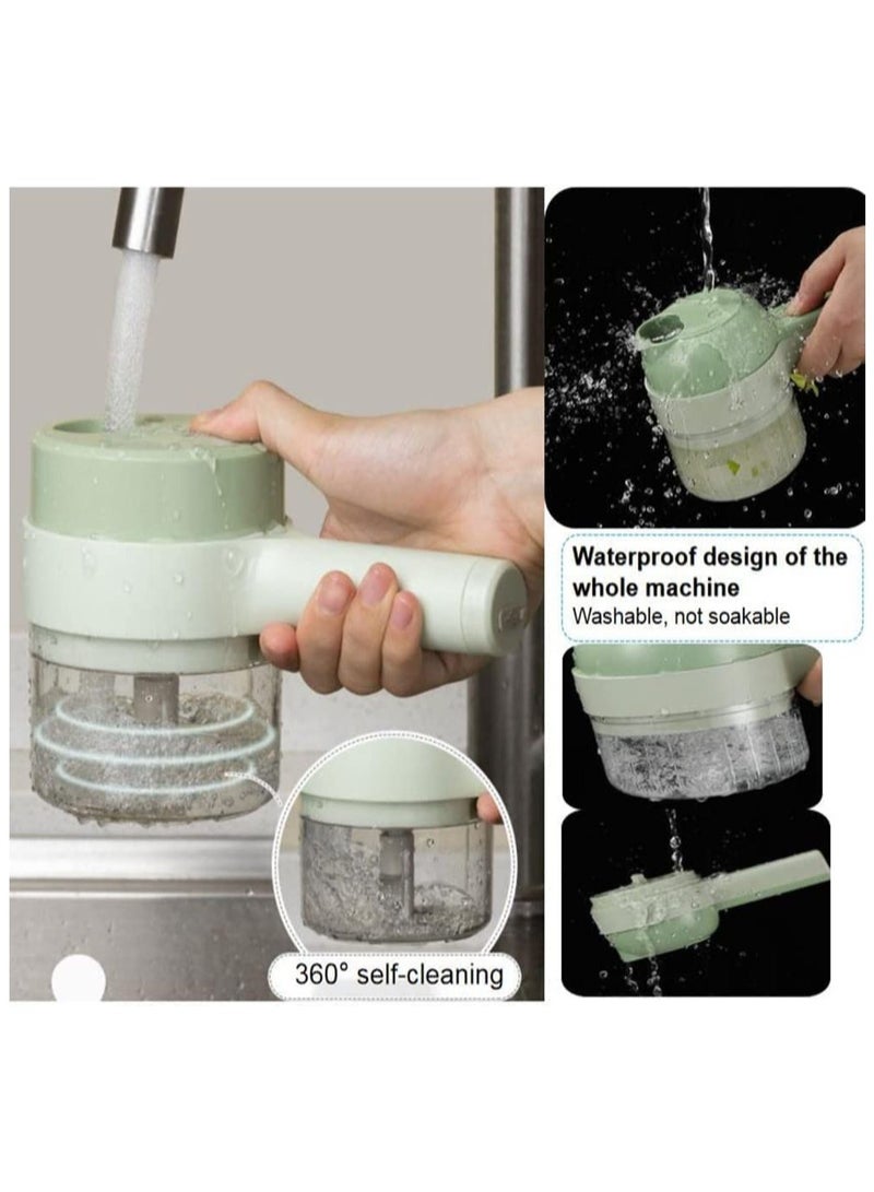 ELTRAZONE 4 in 1 Portable Handheld Electric Vegetable Cutter Set, Wireless Food Processor for Garlic Pepper Chili Onion Celery Ginger Meat, with Brush, Electric Vegetable Chopper - Image 5