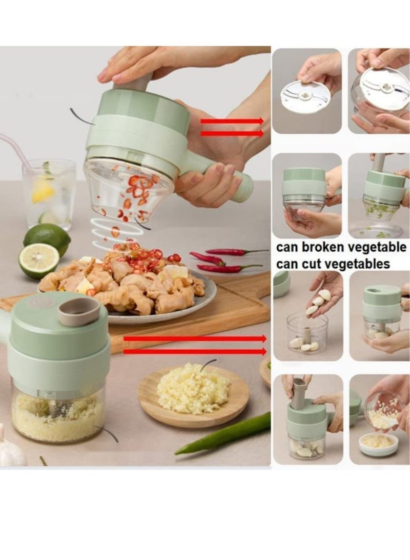 ELTRAZONE 4 in 1 Portable Handheld Electric Vegetable Cutter Set, Wireless Food Processor for Garlic Pepper Chili Onion Celery Ginger Meat, with Brush, Electric Vegetable Chopper - Image 2