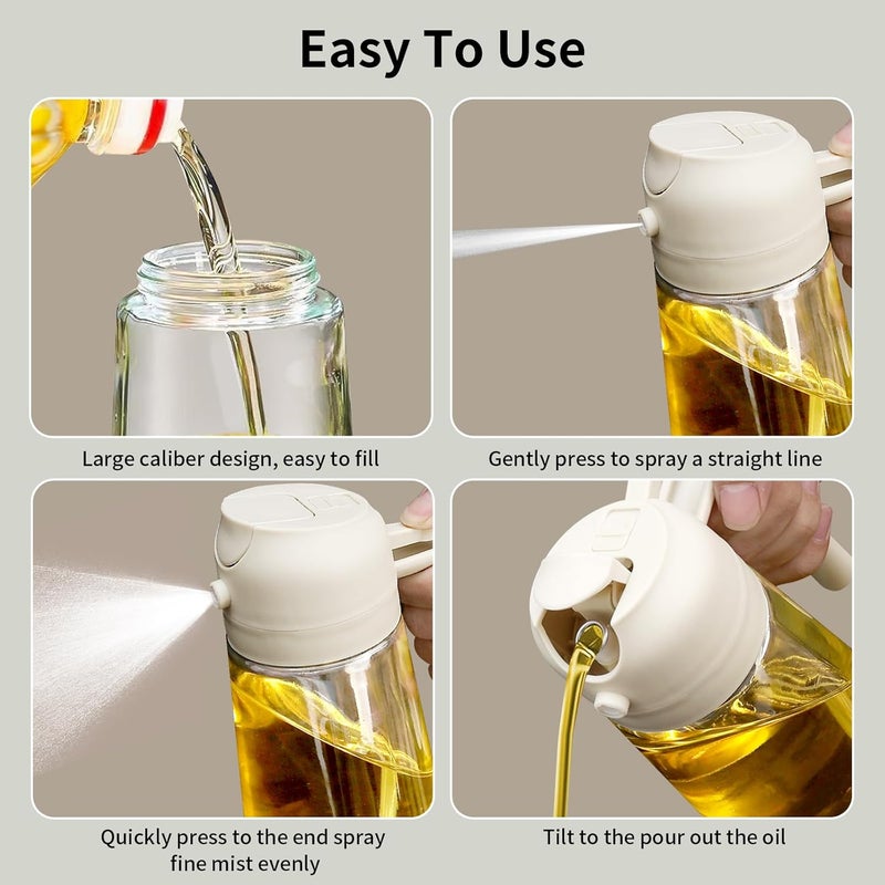 SweeHo 2 in 1 Oil Dispenser and Oil Sprayer, 470ml Dispenser Bottle Spray and Pour, Glass Olive Oil Sprayer for Cooking, Food-Grade Oil Spray Bottle Mister Spritzer for BBQ, Air Fryer, Kitchen (Creamy) - Image 5