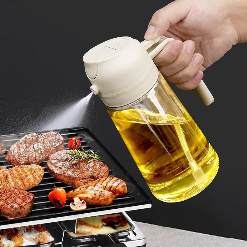 SweeHo 2 in 1 Oil Dispenser and Oil Sprayer, 470ml Dispenser Bottle Spray and Pour, Glass Olive Oil Sprayer for Cooking, Food-Grade Oil Spray Bottle Mister Spritzer for BBQ, Air Fryer, Kitchen (Creamy) - Image 2