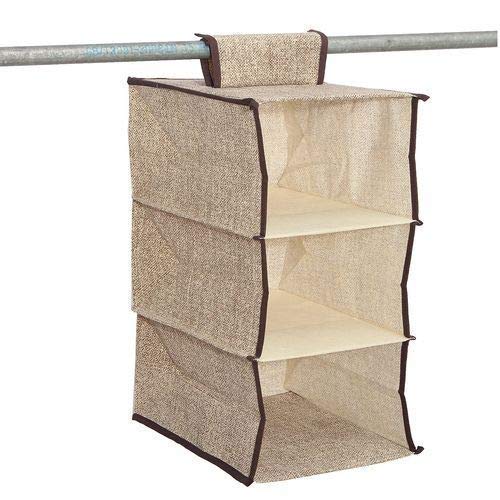SHREYAGN Multipurpose 3 Layer Foldable Hanging Clothes Organizer Wardrobe Storage Organizer Shelves 30 x 30 x 60 cm - Image 1