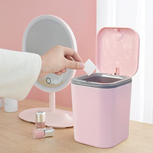 Vababa Mini Plastic Waste Can, 2 L/0.5 Gallon Push-Button Trash Can, Pink - Image 5