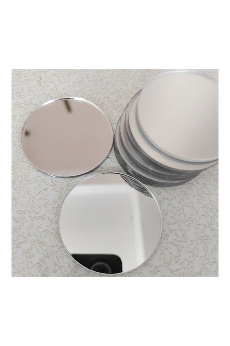 Diameter 5cm 12pcs Silver 12 Pcs/Set Thickness 2mm Round Mirror Stickers Self-adhesive Wall Sticker