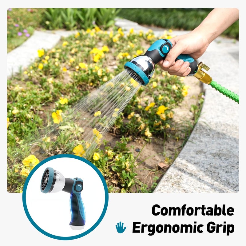 Besiter Garden Hose Nozzle, Hose Sprayer Nozzle with 10 Spray Patterns, Thumb Control On Off Valve, High Pressure Metal Water Hose Nozzle for Car Wash, Plants, Pets & Outdoor Cleaning, Blue - Image 3