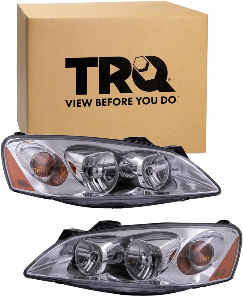 TRQ Driver & Passenger Side Headlight Assembly Set for 2005-2010 Pontiac G6 - Image 1