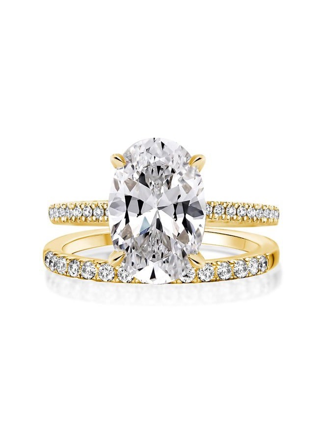 Effinny 3.5ct Elongated Oval Cut Engagement Ring Set,925 Sterling Silver Bridal Ring Set with Half Eternity Wedding Ring, 6.5, Metal, Cubic Zirconia - Image 1