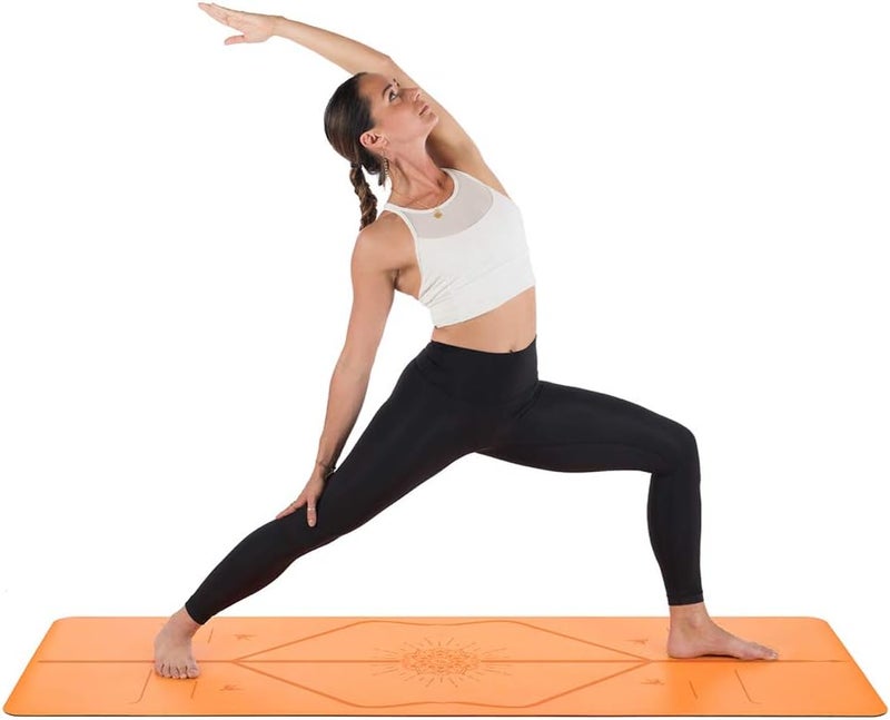 Cyber Yoga Mat, Non Slip Pilates Fitness Exercise Mat with Alignment Marks for Women Men, 183 x 61 x 0.6cm Thick Eco Friendly TPE, Carrying Strap & Storage Bag Included - Yellow - Image 5