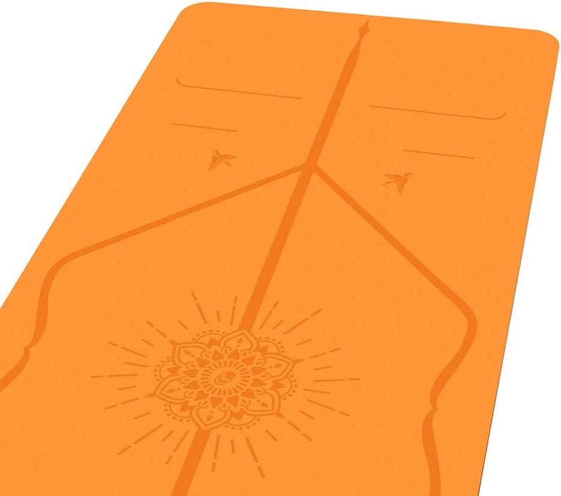 Cyber Yoga Mat, Non Slip Pilates Fitness Exercise Mat with Alignment Marks for Women Men, 183 x 61 x 0.6cm Thick Eco Friendly TPE, Carrying Strap & Storage Bag Included - Yellow - Image 4