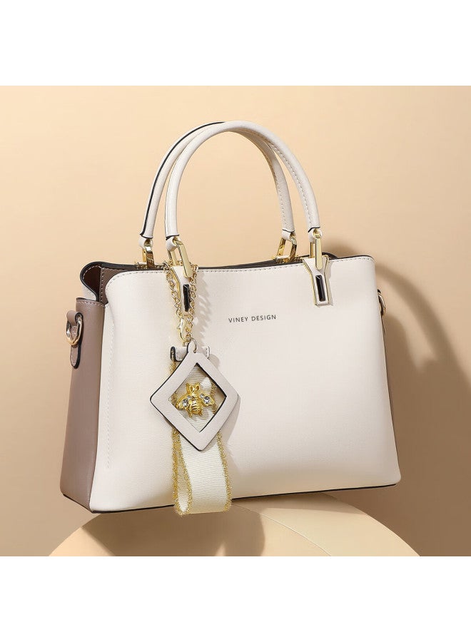 Viney Leather Handbag For Women, Tote Bag For Mothers, Middle-aged Crossbody Shoulder Bag, Birthday Gift For Girlfriend On Qixi Festival And Valentine's Day - Image 3