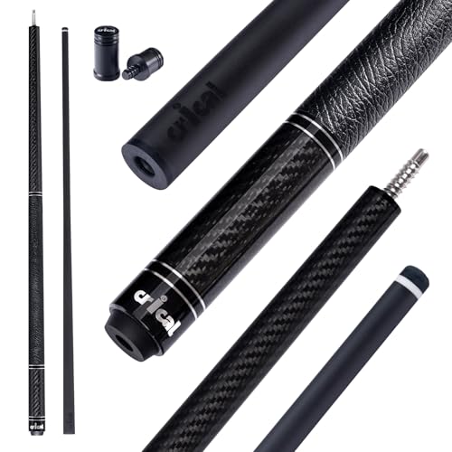 CRICAL Carbon Fiber Pool Cue with Stick Low Deflection Shaft 58 Inch Billiard Cue Stick with Cowhide Grip 3K Weave Design 125mm Tip Fixed Weight 19oz 38x8 Joint Ideal for Players - Image 1
