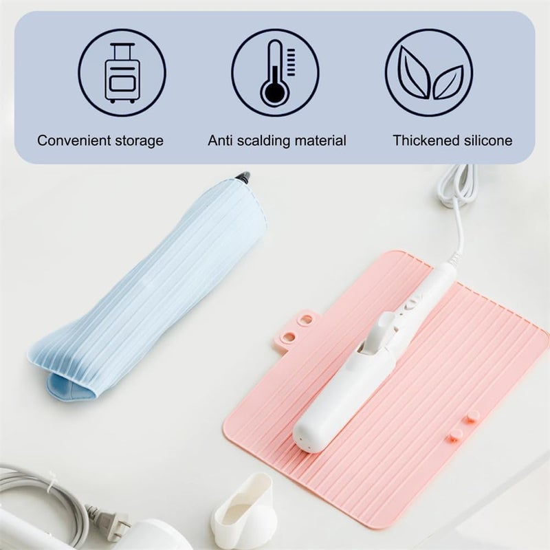 أكياس تخزين مكواة التجعيد المصنوعة من السيليكون، منظم أدوات الشعر المحمول لمكواة التجعيد، ومكواة فرد الشعر، ومكواة فرد الشعر، مثالية للاستخدام أثناء السفر، مقاومة للحرارة - Image 5