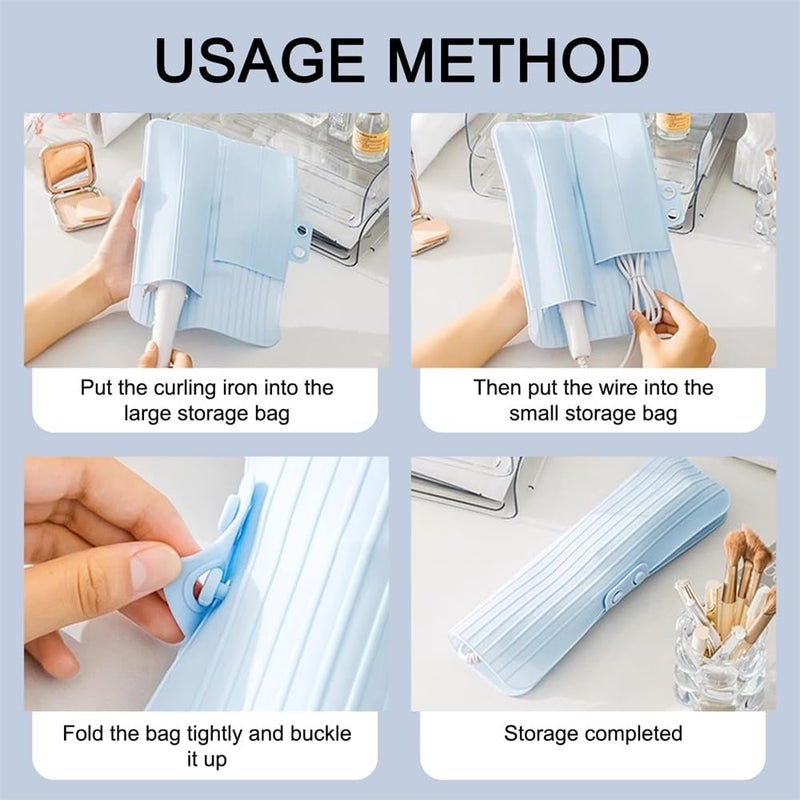أكياس تخزين مكواة التجعيد المصنوعة من السيليكون، منظم أدوات الشعر المحمول لمكواة التجعيد، ومكواة فرد الشعر، ومكواة فرد الشعر، مثالية للاستخدام أثناء السفر، مقاومة للحرارة - Image 2