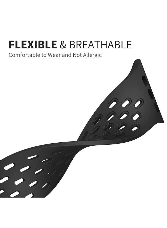 O Ozone Magnetic Buckle Silicone Band For Apple Watch Series 10 | Ultra 2 | 8 Ultra | 9 | 8 | 7 | 6, 49/46/45/44/42mm Soft Silicone Sport Wristband - Black - Image 4
