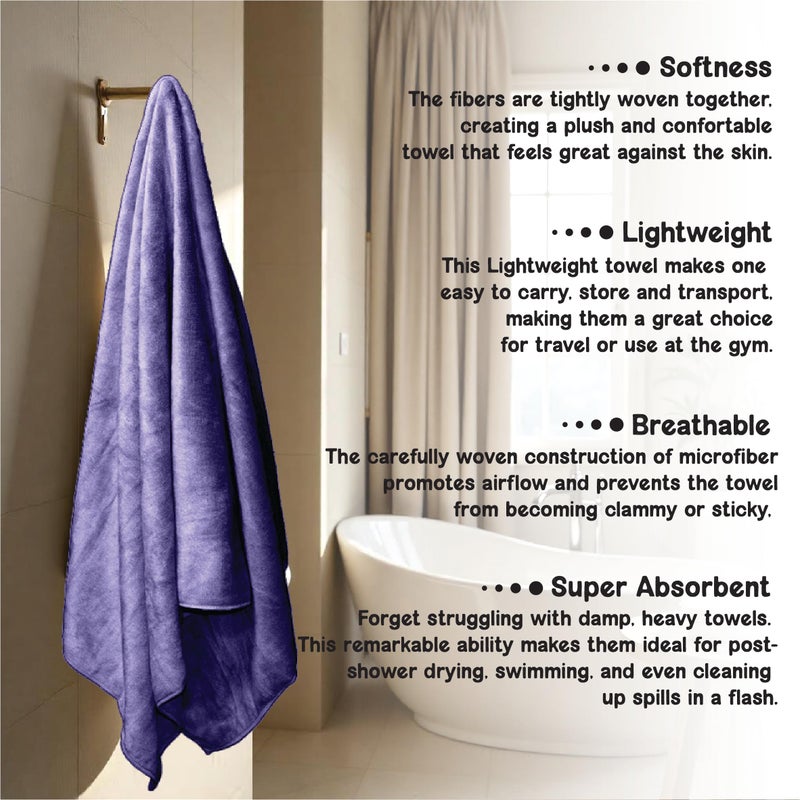 HOUSSE Premium Microfiber Bath Towel - Extra Large 60x120cm Quick Dry Towels for Women & Kids | Super Soft Plush 550 GSM | Ultra Absorbent for Home Swimming Sports & Travel (Cadet) - Image 4