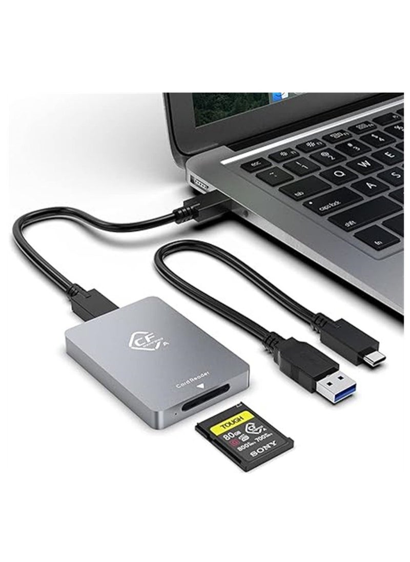 CF Express Card Reader Type A, CF Express Card Reader USB 3.2 Gen2 10Gbps Memory Card Adapter with USB C to USB C, USB A Cable for Windows, Mac OS, Linux, Android - Image 1