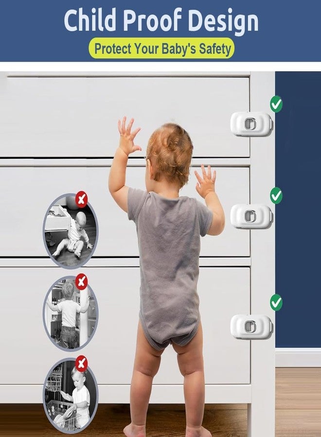 Tonity قفل أدراج للأطفال من تونيتي مكون من 6 قطع، قفل أمان للأطفال، أقفال خزائن، ظهر لاصق قوي، قفل أمان للأطفال، قفل أمان للأطفال للخزائن، قفل حماية لأبواب الأطفال للخزائن والأدراج. - Image 2