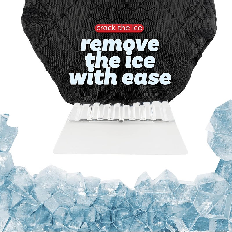 SCRUBIT [2 Pack Ice Scraper with Glove - Car Windshield Scraper for Ice and Snow w/Fleece Mitt - Quickly Scrape and Remove Snow While Staying Warm - Waterproof - Car Scraper Snow Brush (Black) - Image 2