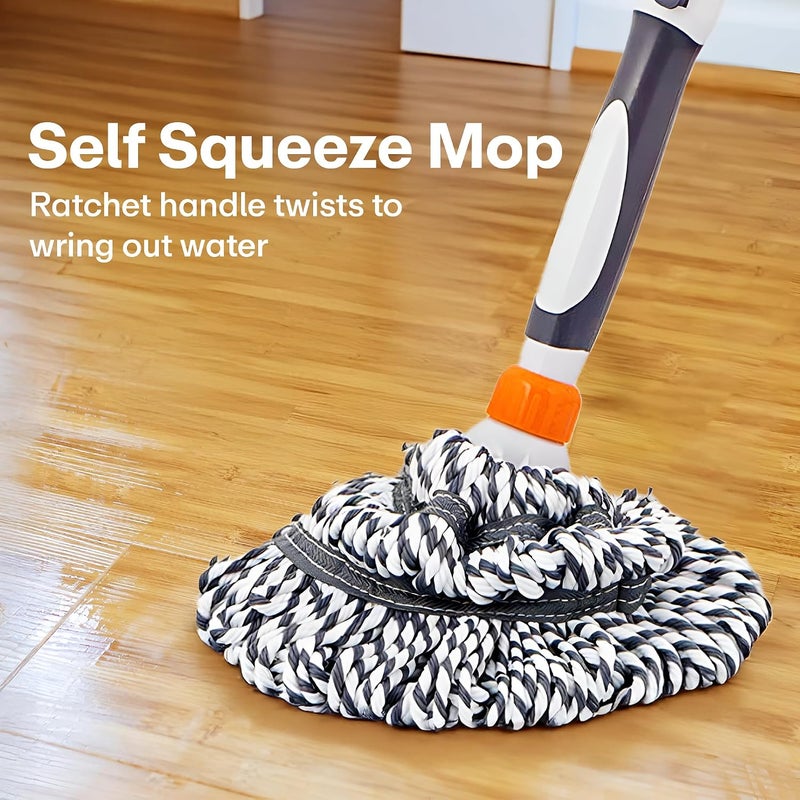 PRIME PICK Twist Mop Telescopick Handle Spin Mop & Extendable Ceiling Fan Cleaning Brush Stainless Steel Wringer Puller Handle Microfiber Dry, Wet Mop for Floor Wall - Image 5
