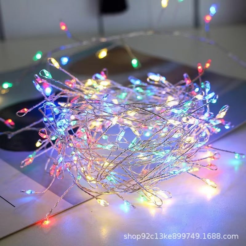 Cross-border LED lights copper firecrackers light string centipede lights  battery gift box creative hanging tree decorative lights - Image 1