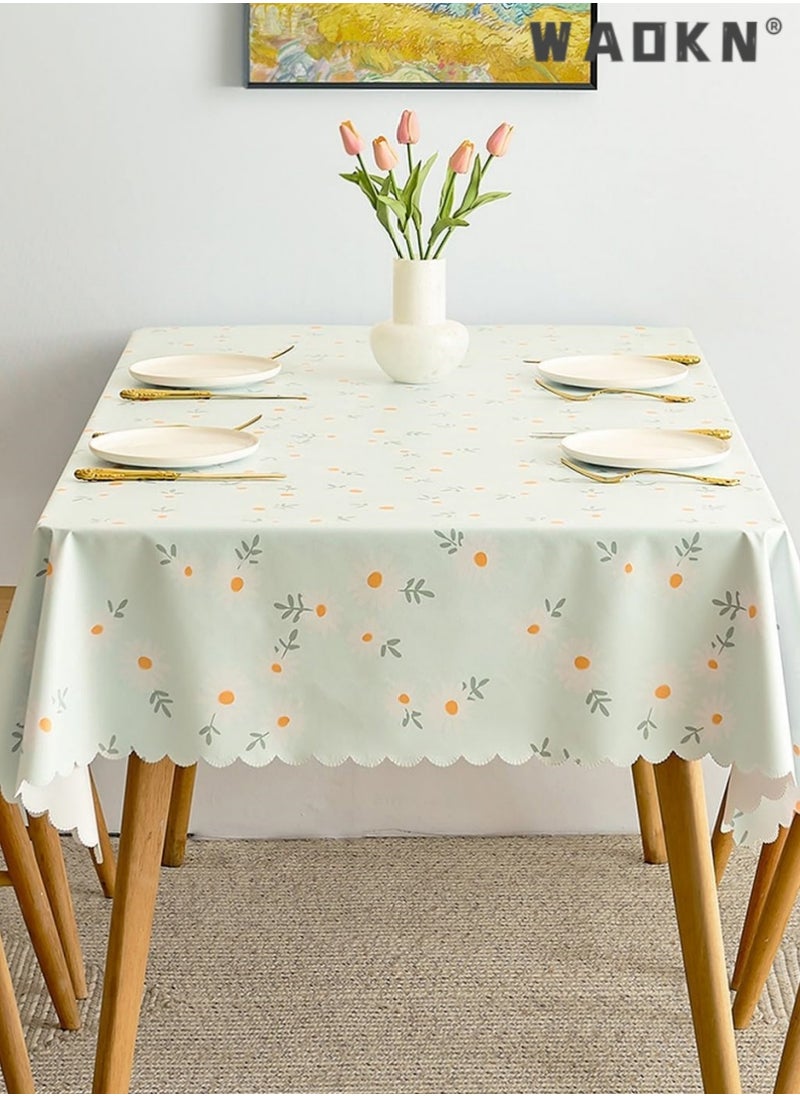 PVC Dining Table Cover with Enhanced Durability - Large Plastic Tablecloth for 4-Person Table, Featuring Vibrant Green Daisy Flower Print, Oil-Resistant & Waterproof for Extended Protection & Easy Maintenance - pzsku/Z96DD7AE318EB9D99E2A6Z/45/_/1727057027/dbca34e2-903f-4d38-b1dd-c3afae9b1eec