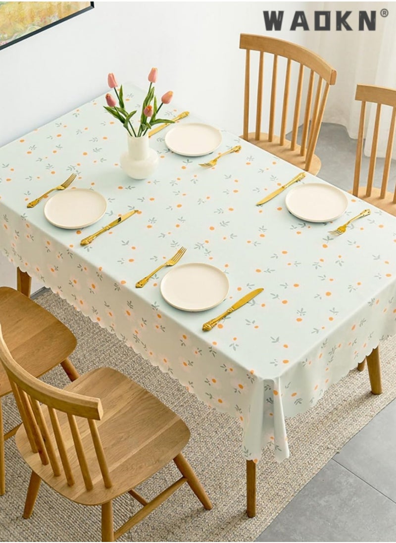 PVC Dining Table Cover with Enhanced Durability - Large Plastic Tablecloth for 4-Person Table, Featuring Vibrant Green Daisy Flower Print, Oil-Resistant & Waterproof for Extended Protection & Easy Maintenance - pzsku/Z96DD7AE318EB9D99E2A6Z/45/_/1727057029/55315f19-400f-4b2f-9aec-f955f59e23e2