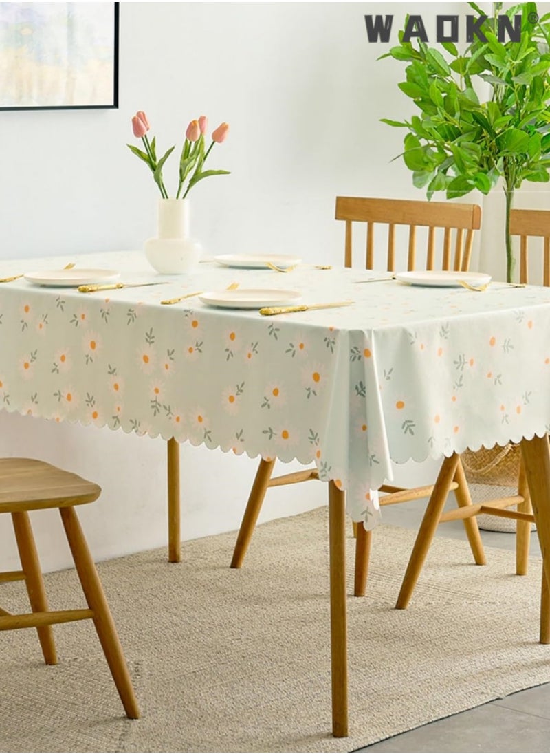 PVC Dining Table Cover with Enhanced Durability - Large Plastic Tablecloth for 4-Person Table, Featuring Vibrant Green Daisy Flower Print, Oil-Resistant & Waterproof for Extended Protection & Easy Maintenance - pzsku/Z96DD7AE318EB9D99E2A6Z/45/_/1727057030/e3555d04-5b3e-4eac-af4e-8d5b548d0bc8