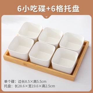 Nordic Creative Ceramic Fruit Snack Plate 6 square plates +6 grid wooden tray - pzsku/Z96DD895C926694D5F64CZ/45/1746231830/01458e61-17d0-481a-ac9d-4869502f3fdf