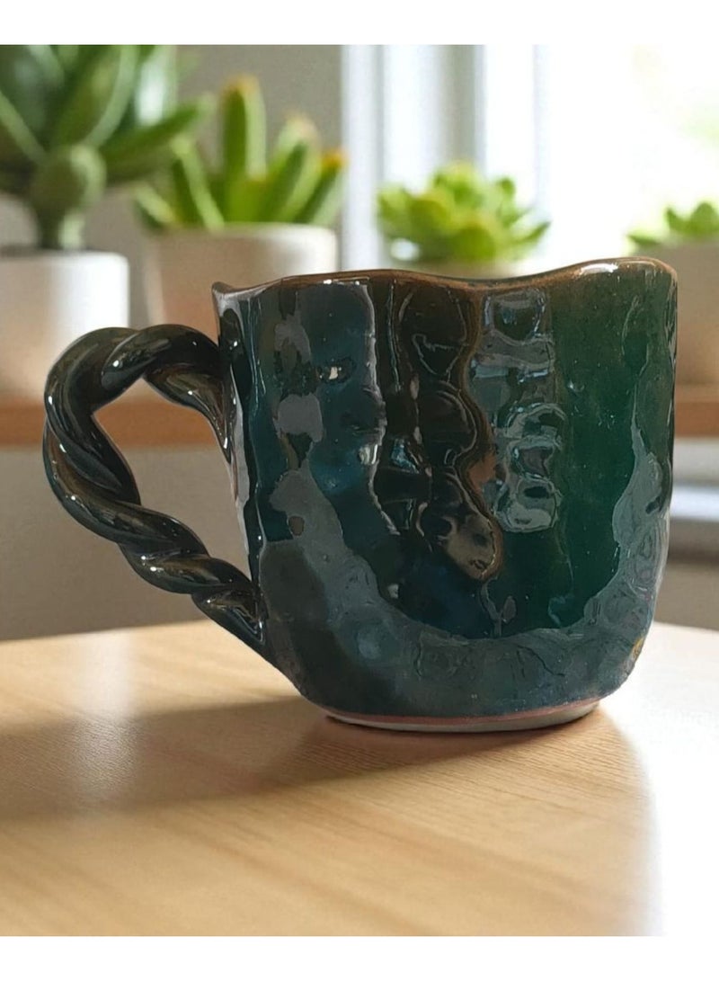 كلور زون بوتري مج من الفخار و الخزف بسعة 300 مل، كل قطعه فريده من نوعها امن داخل الميكروويف - Image 1