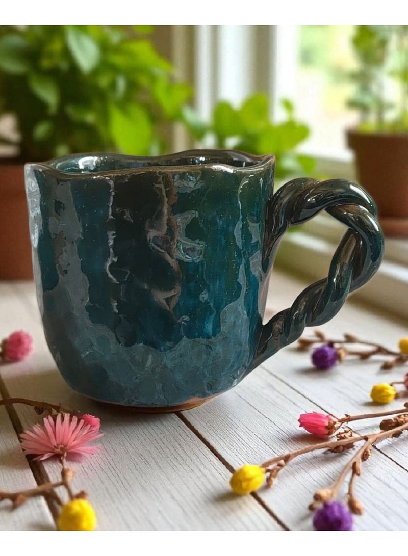 كلور زون بوتري مج من الفخار و الخزف بسعة 300 مل، كل قطعه فريده من نوعها امن داخل الميكروويف - Image 2