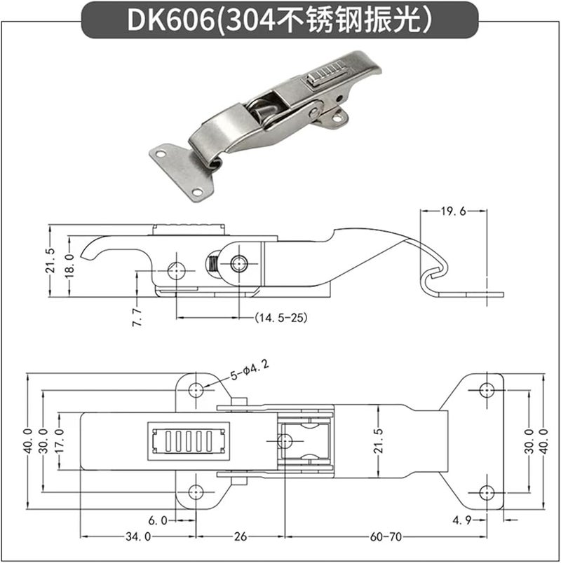 304 Stainless Steel Spring Loaded Toggle Snap Hasp Lock Fastener For Cabinet Luggage 1 Piece - Image 3
